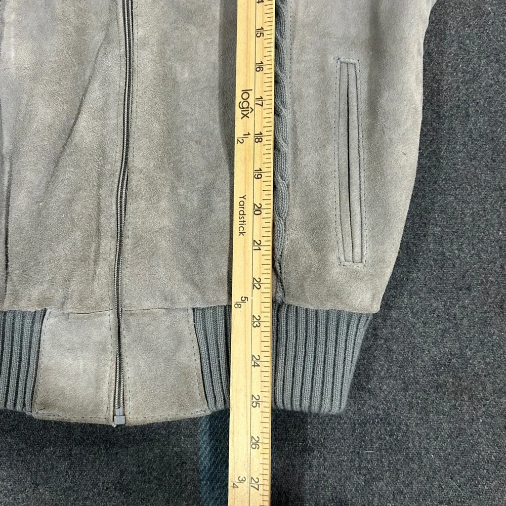 Vintage Coronet Casuals Suede Leather Knit Bomber Jacket Gray Mixed Media Mens L